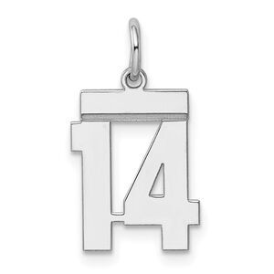 Sterling Silver, Athletic Collection, Small Polished Number 14 Pendant